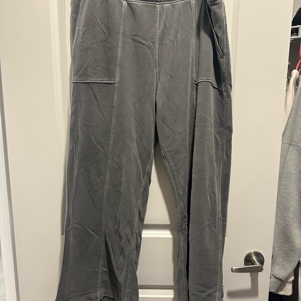 aerie Wide Leg Pants in Charcoal Gray